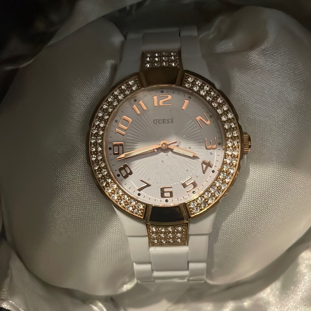 White and Gold Guess Watch